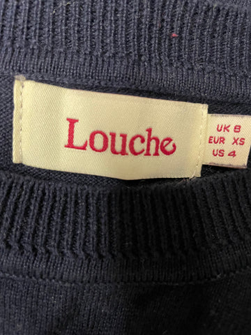 LOUCHE COTTON NAVY WITH PINK LOBSTER FRONT JUMPER SIZE 8