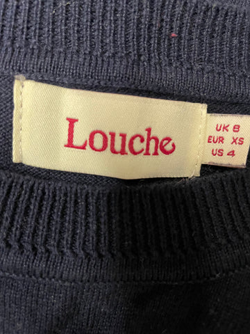 LOUCHE COTTON NAVY WITH PINK LOBSTER FRONT JUMPER SIZE 8
