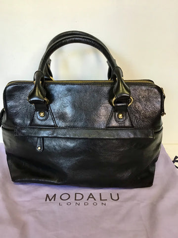 MODALU LONDON BLACK LEATHER PIPPA TOTE BAG