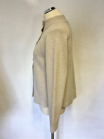 HOBBS LIGHT BEIGE WOOL & ANGORA BLEND CARDIGAN SIZE 16