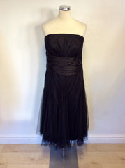 MONSOON BLACK NET OVERLAY STRAPLESS COCKTAIL/ EVENING DRESS SIZE 16