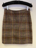 BODEN BROWN CHECK BRITISH TWEED BY MOON WOOL CHECK KILT SKIRT SIZE 8R