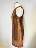 BRAND NEW MONSOON ORANGE & BROWN PRINT SLEEVELESS SHIFT DRESS SIZE 10