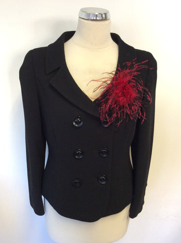 HOBBS BLACK PURE NEW WOOL JACKET & FLUTED SKIRT SUIT SIZE 10