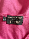 HOBBS PINK FINE KNIT ROUND NECK 3/4 SLEEVE COTTON CARDIGAN SIZE 14