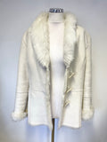 PER UNA IVORY FAUX SHEEPSKIN FUR LINED JACKET SIZE L