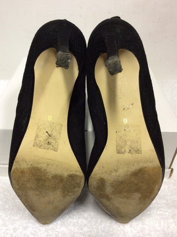RIVER ISLAND BLACK SUEDE HEEL ANKLE BOOTS SIZE 6/39
