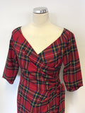 BRAND NEW BOMBSHELL RED TARTAN CONFIDENT HOURGLASS DRESS SIZE 12