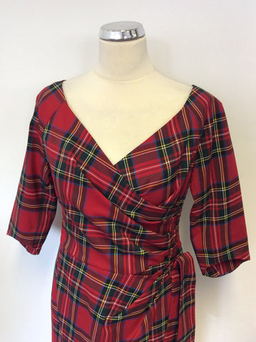 BRAND NEW BOMBSHELL RED TARTAN CONFIDENT HOURGLASS DRESS SIZE 12