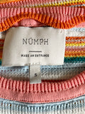 NUMPH KASSAINI MULTI COLOURED STRIPE FINE KNIT TOP SIZE S