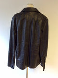 ITALIAN MARINA RINALDI BLACK SOFT LEATHER V NECK JACKET SIZE 25 UK 20