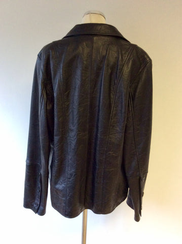 ITALIAN MARINA RINALDI BLACK SOFT LEATHER V NECK JACKET SIZE 25 UK 20