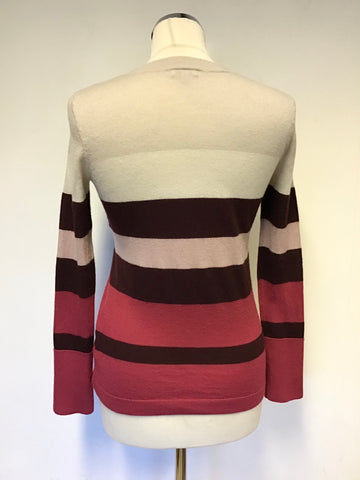 JIGSAW MULTI COLOURED STRIPE 100% WOOL JUMPER SIZE S