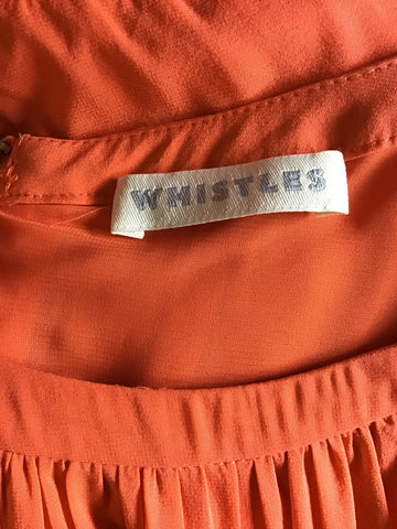 WHISTLES ORANGE SILK SHORT SLEEVE DRESS SIZE 14