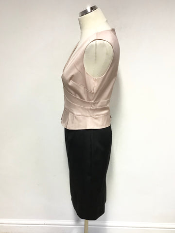PHASE EIGHT NUDE PINK & BLACK SPECIAL OCCASION PENCIL DRESS SIZE 14