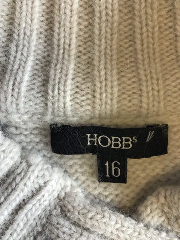 HOBBS LIGHT BEIGE WOOL & ANGORA BLEND CARDIGAN SIZE 16