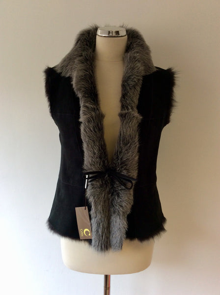 BRAND NEW CELTIC & CO 100% NATURAL BLACK SHEEPSKIN FUR LINED GILET SIZE 12