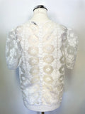 SANDRO PARIS WHITE LACE SHORT SLEEVE TOP SIZE S