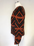 MARCCAIN BLACK, BROWN & ORANGE SEQUINNED & BEADED SPECIAL OCCASION/ EVENING JACKET SIZE 4 UK 14