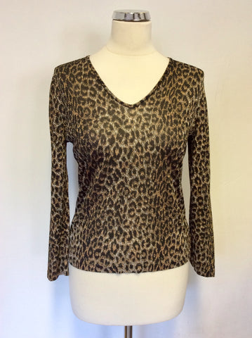 BRUNO MANETTI BLACK & BROWN LEOPARD PRINT TOP SIZE 46 UK 14