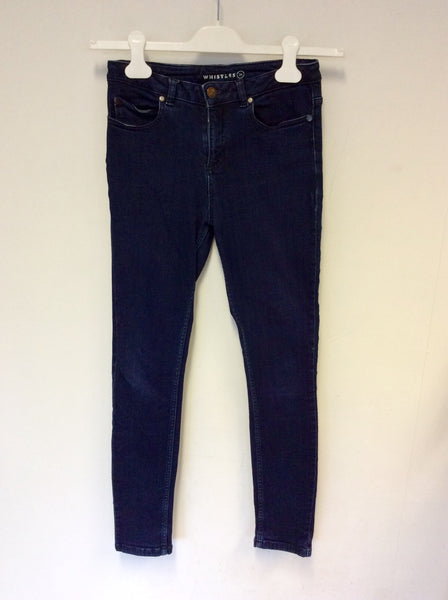 WHISTLES DARK BLUE DENIM SKINNY LEG JEANS SIZE 24
