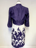 ROMAN ORIGINALS PURPLE & WHITE PRINT DRESS & JACKET SUIT SIZE 14