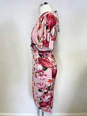 BRAND NEW WITH TAGS LIPSY PINK FLORAL STRETCH JERSEY DRESS SIZE 10