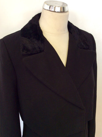 MARKS & SPENCER LIMITED COLLECTION BLACK KNEE LENGTH COAT SIZE 8
