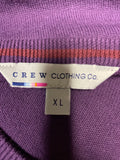 CREW CLOTHING PURPLE V NECK LONG SLEEVE 100% COTTON JUMPER SIZE XL