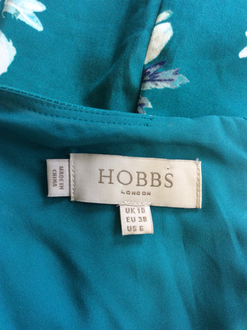 HOBBS EMERALD GREEN & WHITE FLORAL PRINT COTTON PENCIL DRESS SIZE 10