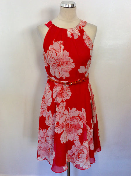 COAST RED FLORAL PRINT SPECIAL OCCASION DRESS SIZE 10