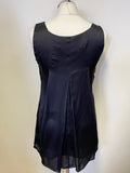 TED BAKER 100% SILK BLACK SLEEVELESS EMBELLISHED TRIM TUNIC TOP SIZE 2 UK 10