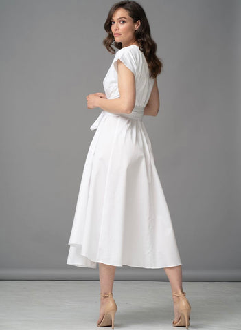 BRAND NEW THE SHIRT COMPANY ADELAIDE WHITE COTTON TIE BELT FIT & FLARE DRESS SIZE 12