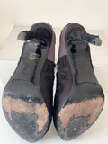 KAREN MILLEN BLACK LACE & DARK GREY SATIN SPECIAL OCCASION HEELS SIZE 6/39