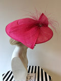 BRAND NEW NIGEL RAYMENT HOT PINK BOW & FEATHER TRIM HATINATOR
