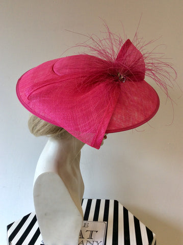 BRAND NEW NIGEL RAYMENT HOT PINK BOW & FEATHER TRIM HATINATOR