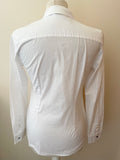 TOMMY HILFIGER WHITE WITH GOLD CREST LONG SLEEVED FITTED SHIRT SIZE 6 UK 10