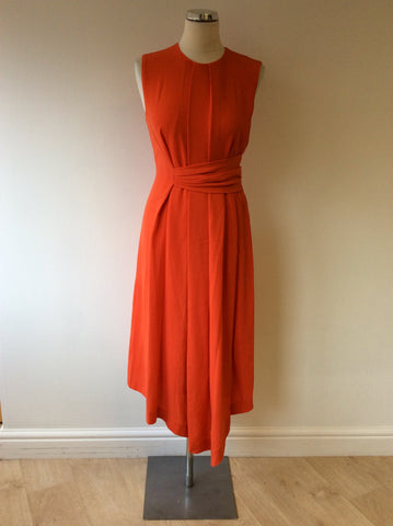 WHISTLES ORANGE PLEATED DETAIL SPECIAL OCCASION DRESS SIZE 8