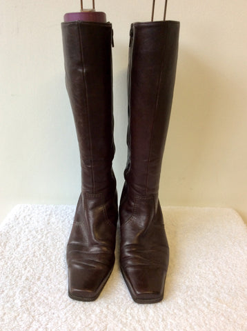GABOR BROWN LEATHER KNEE LENGTH BOOTS SIZE 5.5/ 38.5