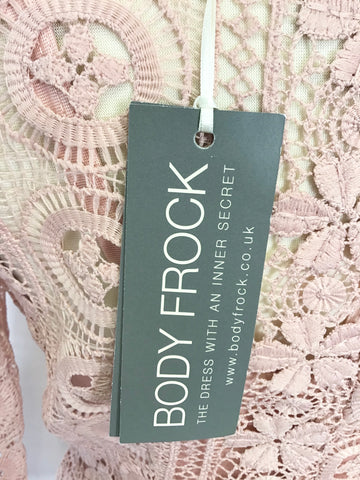 BRAND NEW BODY FROCK PINK CROCHET INNER SECRET SUPPORT PENCIL DRESS SIZE S UK 8/10