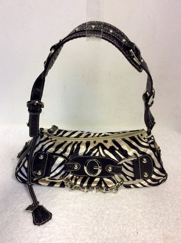 GUESS BLACK & SILVER PRINT SHOULDER BAG
