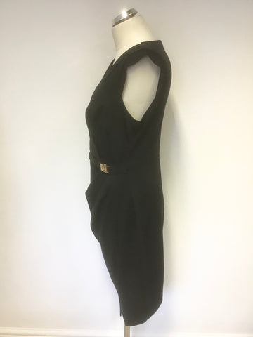 MICHELLE KEEGAN FOR LIPSY BLACK WRAP STYLE PENCIL DRESS SIZE 14