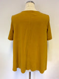 COS MUSTARD SHORT SLEEVE SCOOP NECK TOP SIZE S