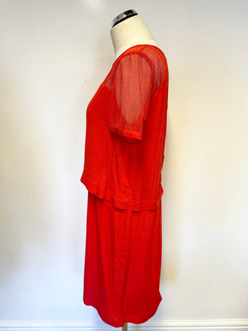 COMPTOIR DES COTTONIERS RED TIERED TOP SHORT SLEEVE SHIFT DRESS SIZE L UK 14