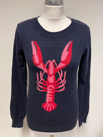 LOUCHE COTTON NAVY WITH PINK LOBSTER FRONT JUMPER SIZE 8