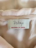 WRAP LONDON NUDE/ BLUSH SILK LONG SLEEVE BLOUSE SIZE 10