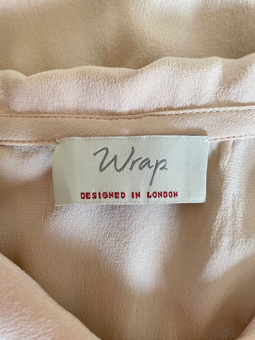 WRAP LONDON NUDE/ BLUSH SILK LONG SLEEVE BLOUSE SIZE 10