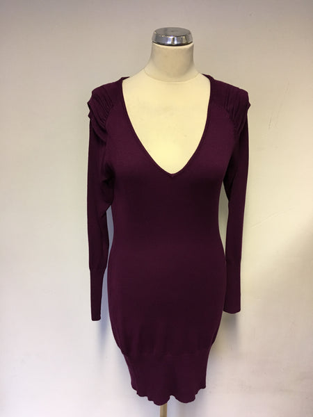BRAND NEW INITIAL PURPLE V NECKLINE PLEATED SHOULDER LONG JUMPER SIZE L