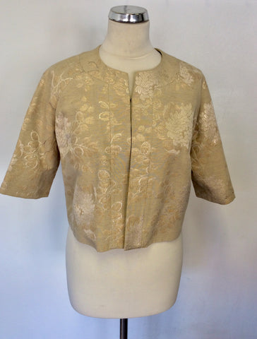 COAST BEIGE,IVORY & GOLD DAMASK PRINT OCCASION JACKET SIZE 12