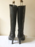 MARKS & SPENCER AUTOGRAPH BLACK LEATHER HEELED BOOTS SIZE 6/39